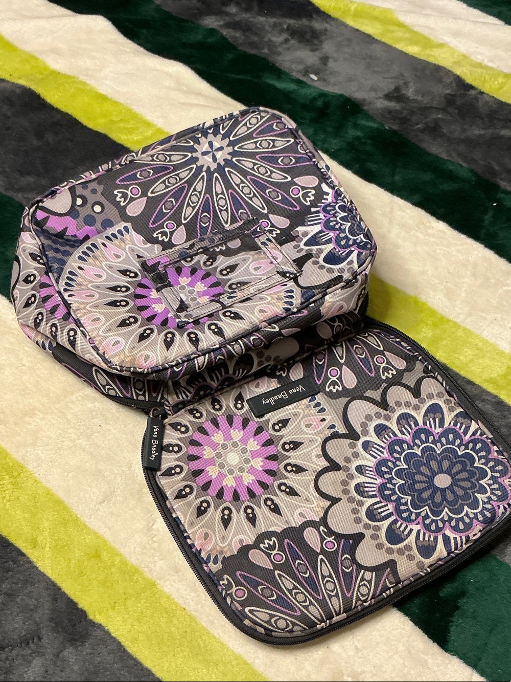 Vera Bradley Quilted Paisley Backpack and Cosmetic Case in Purple and Cream - Picture 14 of 16